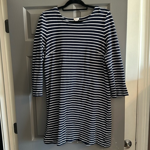 J.Crew Navy and white stripe A-line dress - Picture 1 of 2